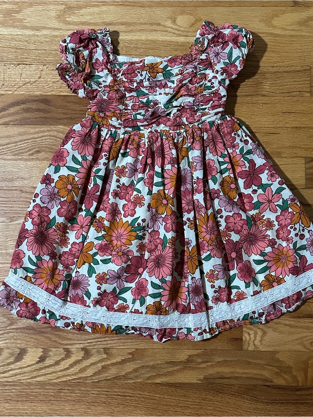 Joie Pink & Orange Floral Ruffle Dress for Girls